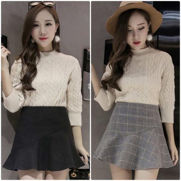 レディース　大きいサイズ　チェック柄　無地　ハイウエスト　ショート丈　ひざ上　スカート　フレア　ボトムス　カジュアル　キュート　大人　可愛い　フェミニン　おしゃれ　お出かけ　オフィス　デイリー　ブラック　グレー　S　M　L　XL　2XL　サイズ　送料無料