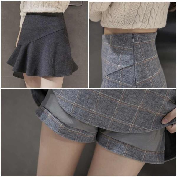 レディース　大きいサイズ　チェック柄　無地　ハイウエスト　ショート丈　ひざ上　スカート　フレア　ボトムス　カジュアル　キュート　大人　可愛い　フェミニン　おしゃれ　お出かけ　オフィス　デイリー　ブラック　グレー　S　M　L　XL　2XL　サイズ　送料無料