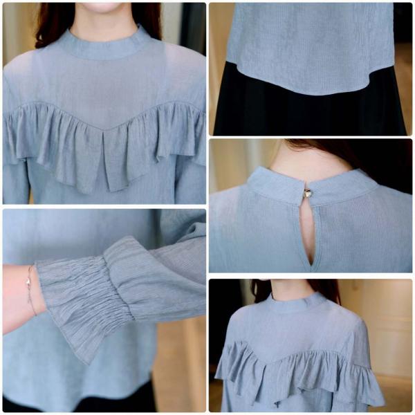 レディース　大きいサイズ　フレアスリーブ　ボリュームスリーブ　ブラウス　シャツ　ボトルネック　長袖　トップス　カジュアル　キュート　大人　可愛い　フェミニン　おしゃれ　お出かけ　オフィス　デイリー　ホワイト　S　M　L　XL　2XL　サイズ　送料無料