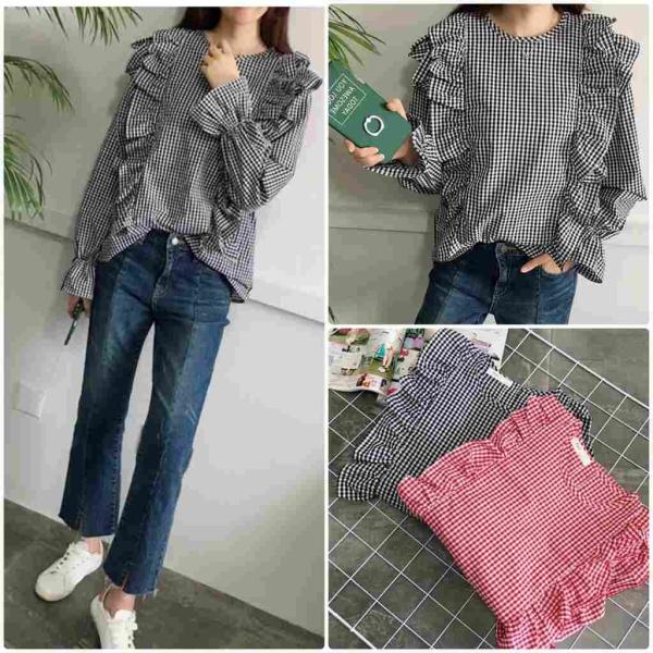 レディース　ボリュームスリーブ　キャンディースリーブ　フレア　ブラウス　シャツ　長袖　トップス　カジュアル　キュート　大人　可愛い　フェミニン　おしゃれ　お出かけ　デイリー　オフィス　普段着　ブラック　レッド　フリーサイズ　ワンサイズ　送料無料