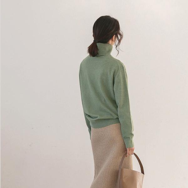 レディース　ニット　カットソー　タートルネック　長袖　無地　セーター　トップス　カジュアル　キュート　大人　可愛い　フェミニン　おしゃれ　お出かけ　オフィス　デイリー　普段着　ブラック　カーキ　オリーブ　ホワイト　レッド　フリーサイズ　送料無料