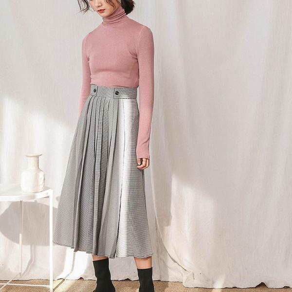 レディース　プリーツスカート　ミモレ丈　ハイウエスト　ボトムス　カジュアル　キュート　可愛い　フェミニン　きれいめ　エレガント　上品　おしゃれ　お出かけ　オフィス　デイリー　普段着　S　M　ブラック　ブラウン　サイズ　送料無料