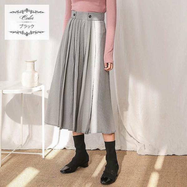 レディース　プリーツスカート　ミモレ丈　ハイウエスト　ボトムス　カジュアル　キュート　可愛い　フェミニン　きれいめ　エレガント　上品　おしゃれ　お出かけ　オフィス　デイリー　普段着　S　M　ブラック　ブラウン　サイズ　送料無料
