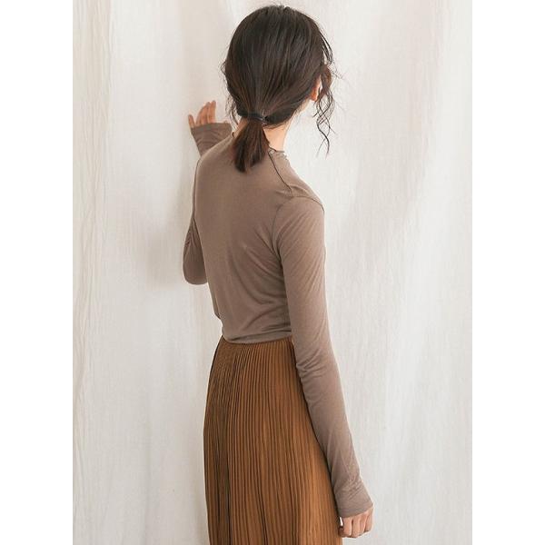 レディース　ロングTシャツ　春　ロンT　長袖　ハイネック　トップス　カジュアル　キュート　大人　可愛い　フェミニン　おしゃれ　お出かけ　普段着　デイリー　ホワイト　グレー　ブラック　カーキ　ベージュ　フリーサイズ　ワンサイズ　送料無料