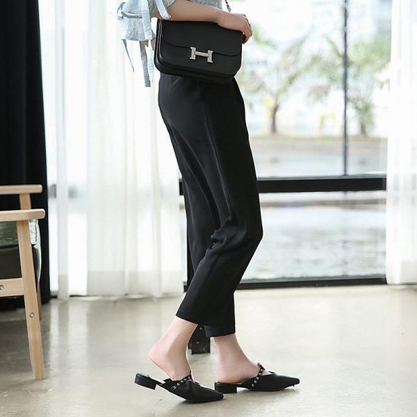 レディース　半端丈　クロップドパンツ　無地　ベルト付き　ボトムス　カジュアル　キュート　可愛い　フェミニン　きれいめ　エレガント　おしゃれ　お出かけ　オフィス　デイリー　普段着　ブラック　イエロー　M　L　XL　サイズ　送料無料