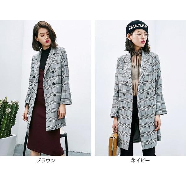 レディース　ボリュームスリーブ　フレアスリーブ　テーラードジャケット　チェック柄　アウター　カジュアル　長袖　キュート　大人　可愛い　フェミニン　きれいめ　エレガント　おしゃれ　お出かけ　お呼ばれ　デイリー　オフィス　普段着　ブラウン　ネイビー　送料無料
