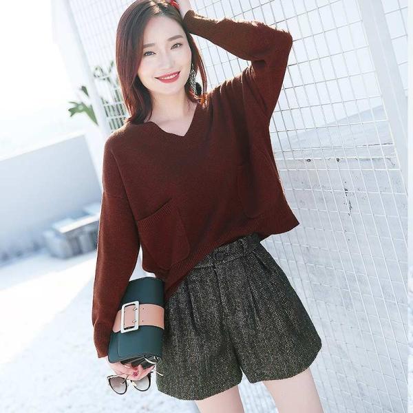 レディース　ボトムス　ショート　パンツ　ストライプ　ウール　きれいめ　カジュアル　おしゃれ　キュート　大人可愛い　フェミニン　お出かけ　デート　デイリー　普段着　グレー　M　L　XL　送料無料