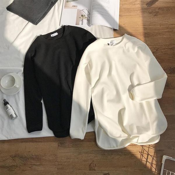 レディース　スウェット　無地　トレーナー　クルーネック　長袖　トップス　カジュアル　キュート　大人　可愛い　フェミニン　おしゃれ　お出かけ　デイリー　普段着　ブラック　グレー　ホワイト　フリーサイズ　ワンサイズ　送料無料