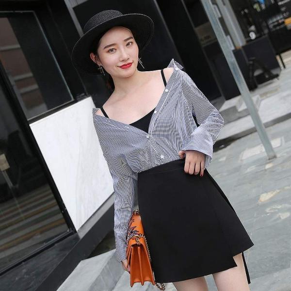 レディース　ハイウエスト　スカート　無地　ミニ丈　ボトムス　カジュアル　キュート　可愛い　フェミニン　きれいめ　エレガント　上品　おしゃれ　お出かけ　オフィス　デイリー　普段着　ブラック　M　L　XL　サイズ　送料無料