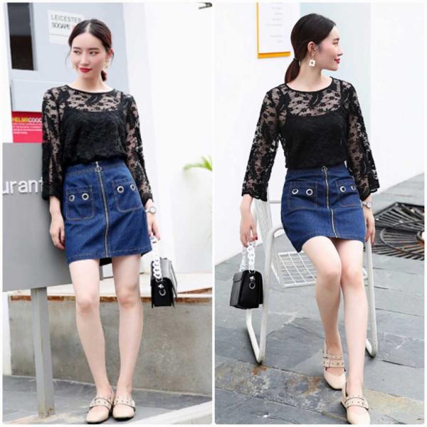 レディース　ハイウエスト　スカート　デニム　ジーンズ　ミニ丈　ジッパー　ボトムス　カジュアル　キュート　可愛い　フェミニン　きれいめ　エレガント　上品　おしゃれ　お出かけ　デイリー　普段着　ブルー　M　L　XL　サイズ　送料無料