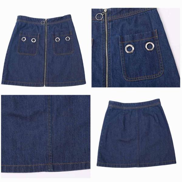 レディース　ハイウエスト　スカート　デニム　ジーンズ　ミニ丈　ジッパー　ボトムス　カジュアル　キュート　可愛い　フェミニン　きれいめ　エレガント　上品　おしゃれ　お出かけ　デイリー　普段着　ブルー　M　L　XL　サイズ　送料無料
