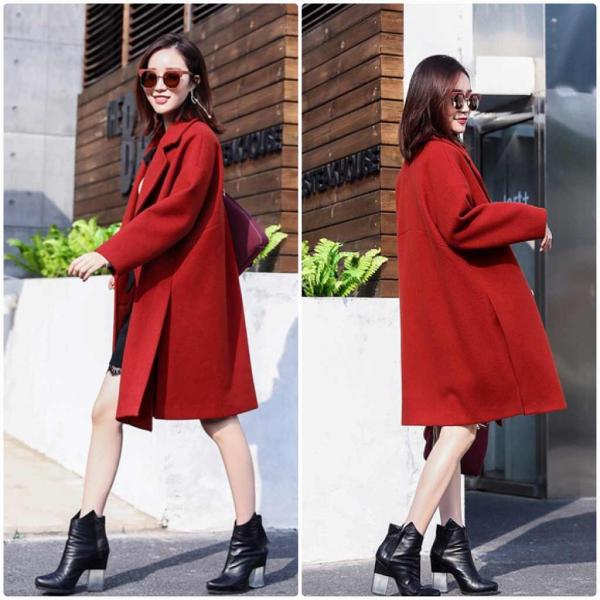 レディース　ウールコート　ロング丈　ジャケット　アウター　カジュアル　長袖　キュート　大人　可愛い　フェミニン　きれいめ　エレガント　おしゃれ　お出かけ　デイリー　オフィス　普段着　ベージュ　レッド　S　M　L　サイズ　送料無料