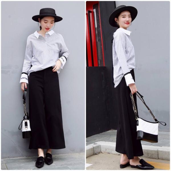 レディース　ボリュームスリーブ　フレアスリーブ　ストライプ　ブラウス　シャツ　長袖　トップス　カジュアル　キュート　大人　可愛い　フェミニン　おしゃれ　お出かけ　デイリー　オフィス　普段着　ブラック　S　M　L　サイズ　送料無料