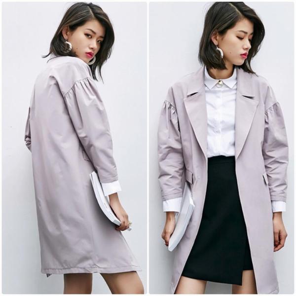 レディース　スプリングコート　ジャケット　ロング丈　長袖　アウター　カジュアル　長袖　キュート　大人　可愛い　フェミニン　きれいめ　エレガント　おしゃれ　お出かけ　お呼ばれ　デイリー　普段着　ブラック　ピンク　M　L　サイズ　送料無料