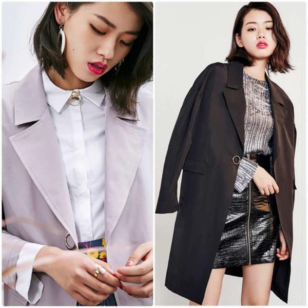 レディース　スプリングコート　ジャケット　ロング丈　長袖　アウター　カジュアル　長袖　キュート　大人　可愛い　フェミニン　きれいめ　エレガント　おしゃれ　お出かけ　お呼ばれ　デイリー　普段着　ブラック　ピンク　M　L　サイズ　送料無料