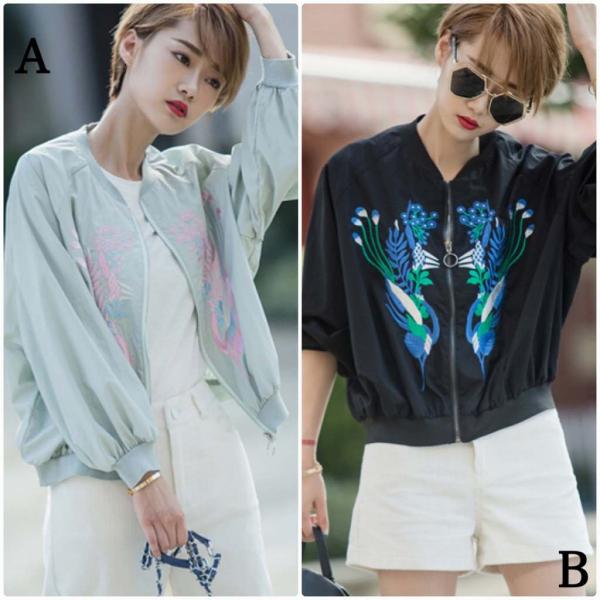 レディース　スプリング　刺繍　ベースボールジャケット　スタジャン　アウター　カジュアル　長袖　キュート　大人　可愛い　フェミニン　きれいめ　エレガント　おしゃれ　お出かけ　お呼ばれ　デイリー　普段着　ブラック　グレー　M　L　サイズ　送料無料