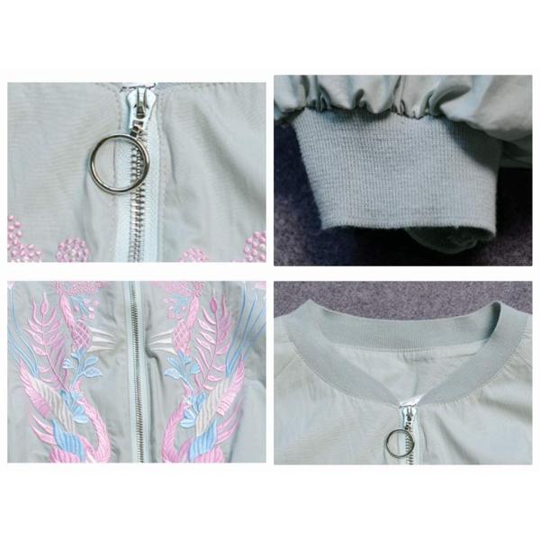 レディース　スプリング　刺繍　ベースボールジャケット　スタジャン　アウター　カジュアル　長袖　キュート　大人　可愛い　フェミニン　きれいめ　エレガント　おしゃれ　お出かけ　お呼ばれ　デイリー　普段着　ブラック　グレー　M　L　サイズ　送料無料