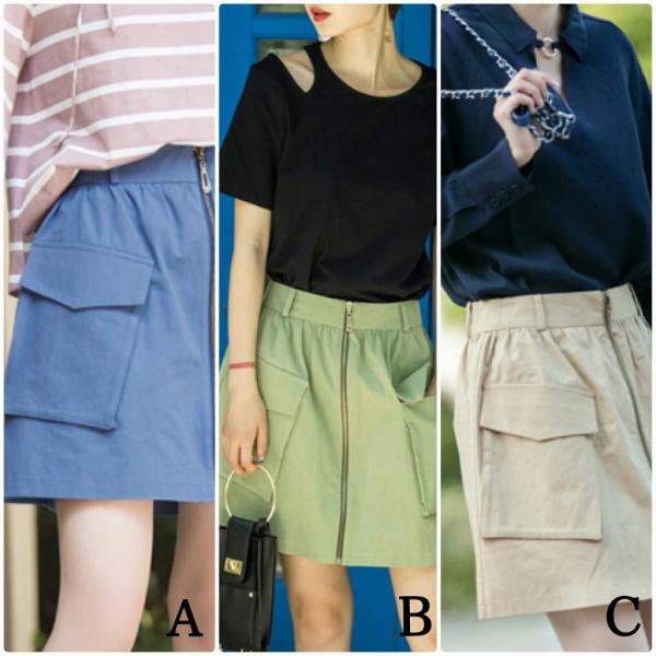 レディース　ハイウエスト　スカート　ジッパー　タイト　スリム　ボトムス　カジュアル　キュート　大人　可愛い　フェミニン　おしゃれ　お出かけ　デイリー　普段着　ブルー　グリーン　ベージュ　M　L　XL　サイズ　送料無料