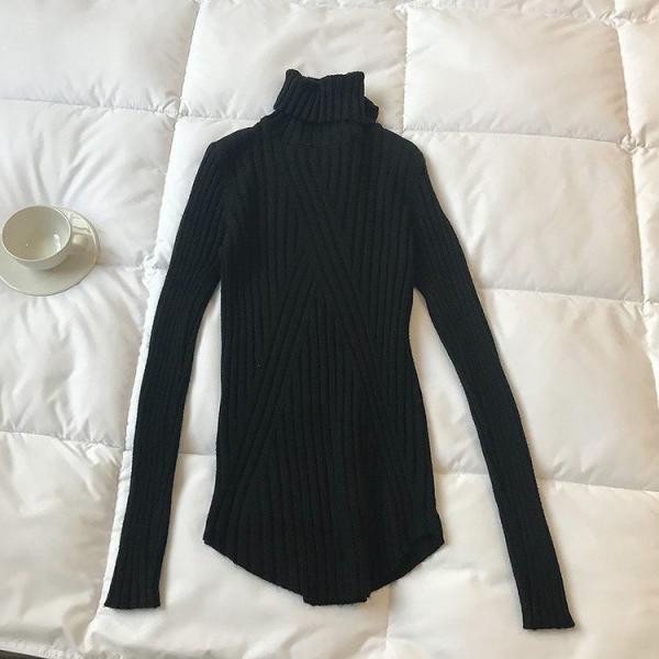 レディース　リブニット　タートルネック　カットソー　セーター　長袖　トップス　カジュアル　キュート　大人　可愛い　フェミニン　おしゃれ　お出かけ　オフィス　デイリー　普段着　ブラック　ベージュ　ホワイト　ピンク　ブラック　グレー　フリーサイズ　送料無料