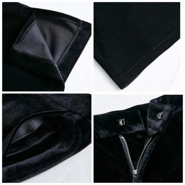 レディース　ベルベット　半端丈　クロップドパンツ　無地　ハイウエスト　ボトムス　カジュアル　キュート　可愛い　フェミニン　きれいめ　エレガント　おしゃれ　お出かけ　オフィス　デイリー　普段着　ブラック　M　L　XL　サイズ　送料無料