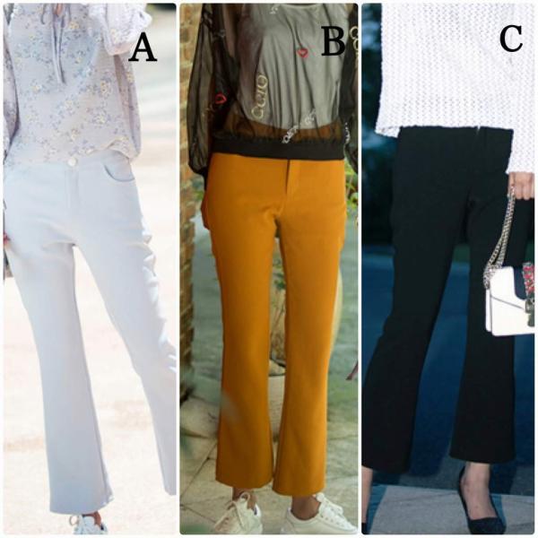レディース　半端丈　クロップドパンツ　無地　フレア　ベルボトム　ブーツカット　ボトムス　カジュアル　キュート　可愛い　フェミニン　きれいめ　おしゃれ　お出かけ　オフィス　デイリー　普段着　ブラック　オレンジ　ホワイト　M　L　XL　サイズ　送料無料