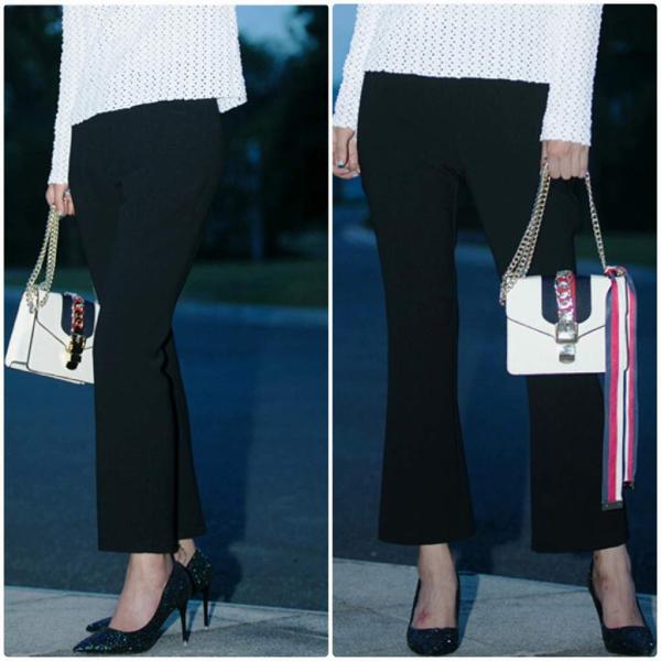 レディース　半端丈　クロップドパンツ　無地　フレア　ベルボトム　ブーツカット　ボトムス　カジュアル　キュート　可愛い　フェミニン　きれいめ　おしゃれ　お出かけ　オフィス　デイリー　普段着　ブラック　オレンジ　ホワイト　M　L　XL　サイズ　送料無料