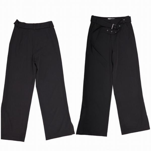 レディース　アンクルパンツ　ワイドレッグパンツ　スリット　ハイウエスト　無地　ボトムス　カジュアル　キュート　可愛い　フェミニン　きれいめ　エレガント　おしゃれ　お出かけ　オフィス　デイリー　普段着　ブラック　M　L　XL　サイズ　送料無料