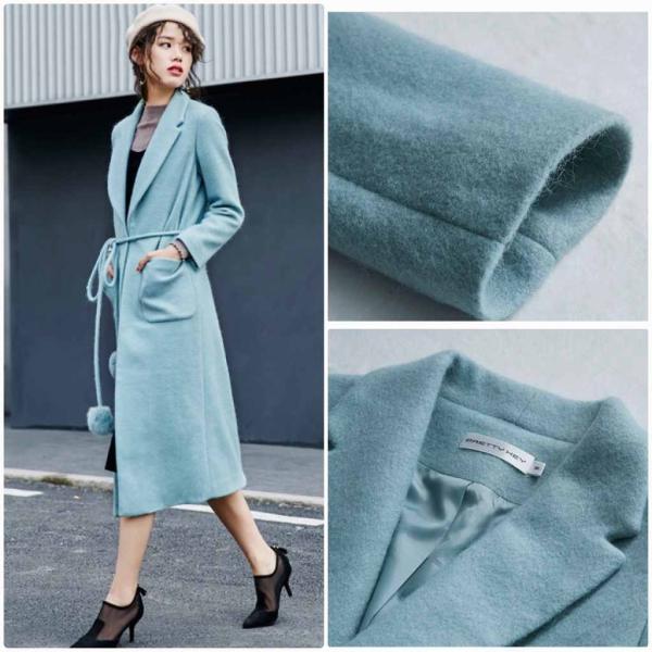 レディース　ウールコート　ロング丈　ベルト付き　ジャケット　アウター　カジュアル　長袖　キュート　大人　可愛い　フェミニン　きれいめ　エレガント　おしゃれ　お出かけ　デイリー　オフィス　普段着　グレー　ブラック　ブルー　M　L　XL　サイズ　送料無料