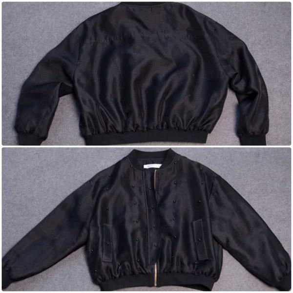 レディース　ドット　ジャケット　ミリタリー　ベースボールジャケット　スタジャン　長袖　アウター　カジュアル　キュート　大人　可愛い　フェミニン　おしゃれ　お出かけ　デイリー　普段着　ブラック　ホワイト　M　L　サイズ　送料無料