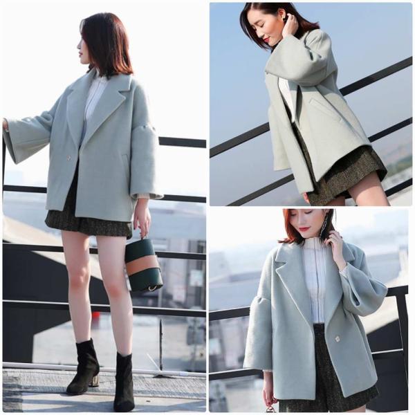 レディース　コート　ショート丈　ジャケット　アウター　カジュアル　長袖　キュート　大人　可愛い　フェミニン　きれいめ　エレガント　おしゃれ　お出かけ　デイリー　オフィス　普段着　グレー　ブラウン　S　M　L　サイズ　送料無料