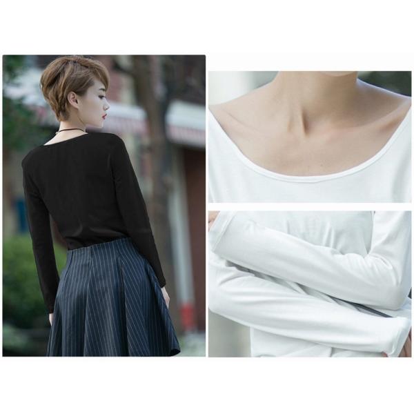 レディース　トップス　Tシャツ　カットソー　無地　ラウンドネック　長袖　定番　カジュアル　キュート　大人可愛い　フェミニン　おしゃれ　お出かけ　デート　デイリー　普段着　ブラック　ホワイト　M　L　XL　送料無料