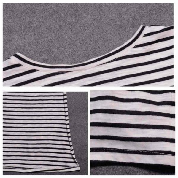 レディース　トップス　Tシャツ　カットソー　ボーダー　テールカット　ラウンドネック　長袖　カジュアル　キュート　大人可愛い　フェミニン　おしゃれ　お出かけ　デート　デイリー　普段着　ホワイト　ブラウン　M　L　送料無料