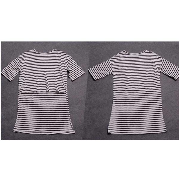 レディース　トップス　Tシャツ　カットソー　ボーダー　テールカット　ラウンドネック　長袖　カジュアル　キュート　大人可愛い　フェミニン　おしゃれ　お出かけ　デート　デイリー　普段着　ホワイト　ブラウン　M　L　送料無料