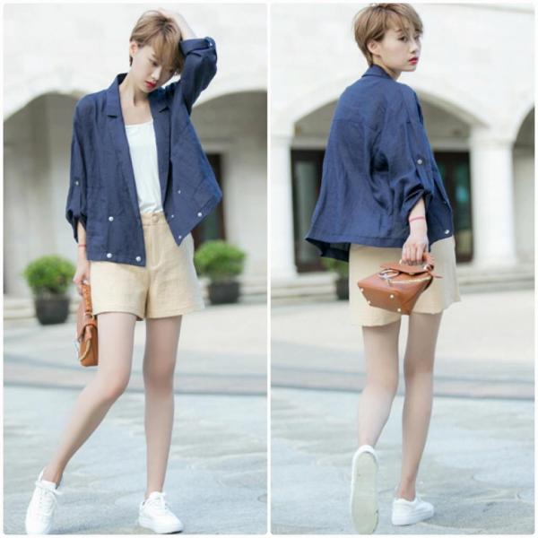 レディース　ライトアウター　ダブル　ジャケット　薄手　無地　長袖　カジュアル　キュート　大人可愛い　フェミニン　おしゃれ　オフィス　お出かけ　デート　デイリー　普段着　ブルー　イエロー　M　L　送料無料