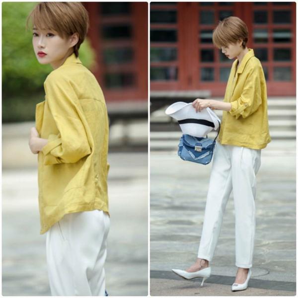 レディース　ライトアウター　ダブル　ジャケット　薄手　無地　長袖　カジュアル　キュート　大人可愛い　フェミニン　おしゃれ　オフィス　お出かけ　デート　デイリー　普段着　ブルー　イエロー　M　L　送料無料