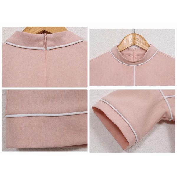 レディース　ワンピース　ミニワンピ　クルーネック　膝上丈　ライン　半袖　カジュアル　キュート　大人可愛い　フェミニン　おしゃれ　お出かけ　デート　デイリー　普段着　ブラック　ピンク　M　L　XL　送料無料