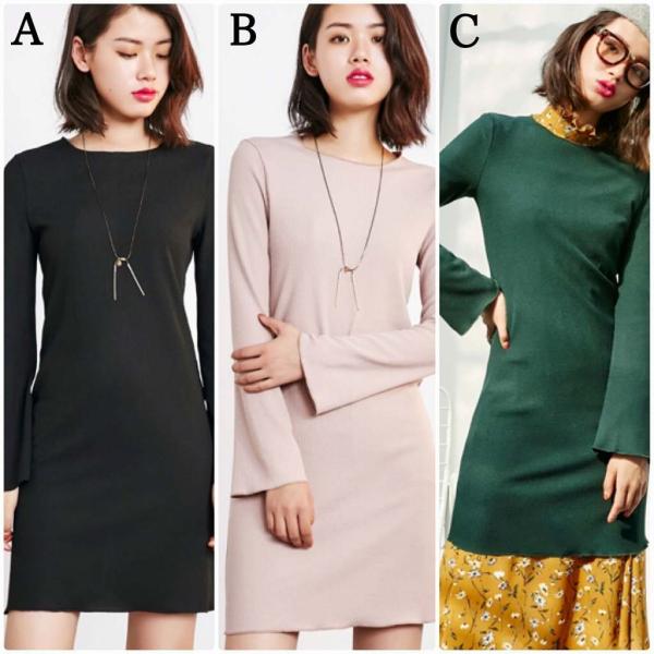 レディース　ボリュームスリーブ　フレアスリーブ　Tシャツワンピース　ミニ丈　無地　ひざ上丈　スカート　カジュアル　キュート　可愛い　フェミニン　きれいめ　上品　エレガント　おしゃれ　お出かけ　デイリー　普段着　ピンク　ブラック　グリーン　送料無料
