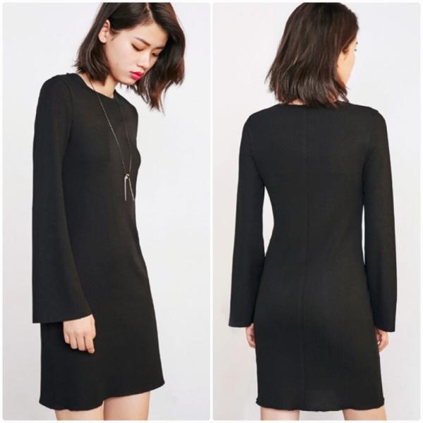 レディース　ボリュームスリーブ　フレアスリーブ　Tシャツワンピース　ミニ丈　無地　ひざ上丈　スカート　カジュアル　キュート　可愛い　フェミニン　きれいめ　上品　エレガント　おしゃれ　お出かけ　デイリー　普段着　ピンク　ブラック　グリーン　送料無料