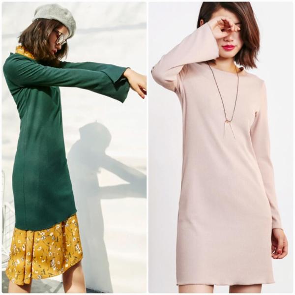 レディース　ボリュームスリーブ　フレアスリーブ　Tシャツワンピース　ミニ丈　無地　ひざ上丈　スカート　カジュアル　キュート　可愛い　フェミニン　きれいめ　上品　エレガント　おしゃれ　お出かけ　デイリー　普段着　ピンク　ブラック　グリーン　送料無料