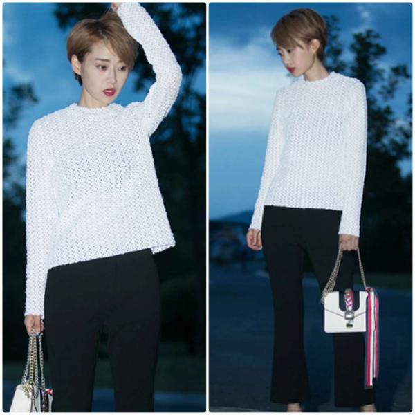 レディース　ラウンドネック　カットソー　ニット　セーター　長袖　トップス　カジュアル　キュート　大人　可愛い　フェミニン　おしゃれ　お出かけ　オフィス　デイリー　普段着　ホワイト　ブラック　M　L　XL　サイズ　送料無料