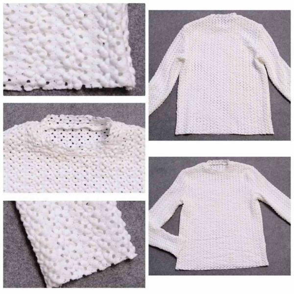 レディース　ラウンドネック　カットソー　ニット　セーター　長袖　トップス　カジュアル　キュート　大人　可愛い　フェミニン　おしゃれ　お出かけ　オフィス　デイリー　普段着　ホワイト　ブラック　M　L　XL　サイズ　送料無料