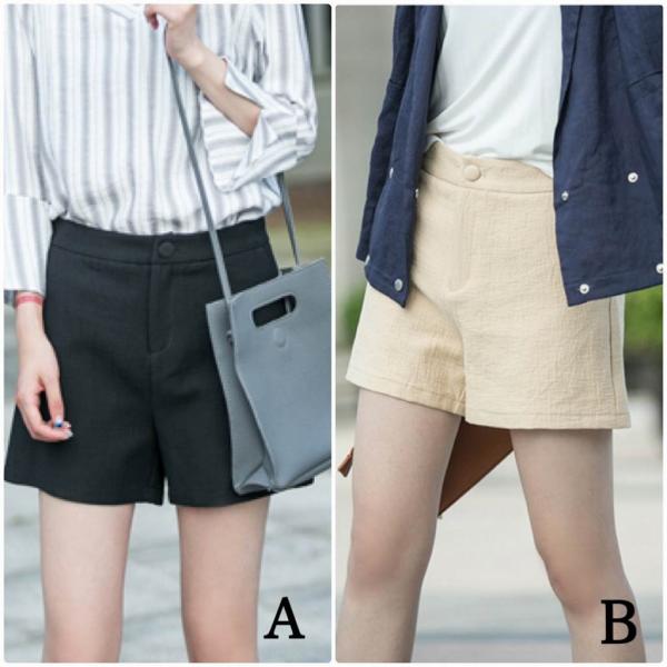 レディース　コットン　ショートパンツ　無地　ハイウエスト　ショーツ　ボトムス　カジュアル　キュート　可愛い　フェミニン　きれいめ　おしゃれ　お出かけ　デイリー　普段着　カーキ　ブラック　M　L　XL　サイズ　送料無料