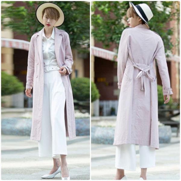 レディース　トレンチコート　ジャケット　アウター　コート　カジュアル　長袖　キュート　大人　可愛い　フェミニン　きれいめ　エレガント　おしゃれ　お出かけ　お呼ばれ　デイリー　オフィス　普段着　ブルー　ピンク　M　L　サイズ　送料無料