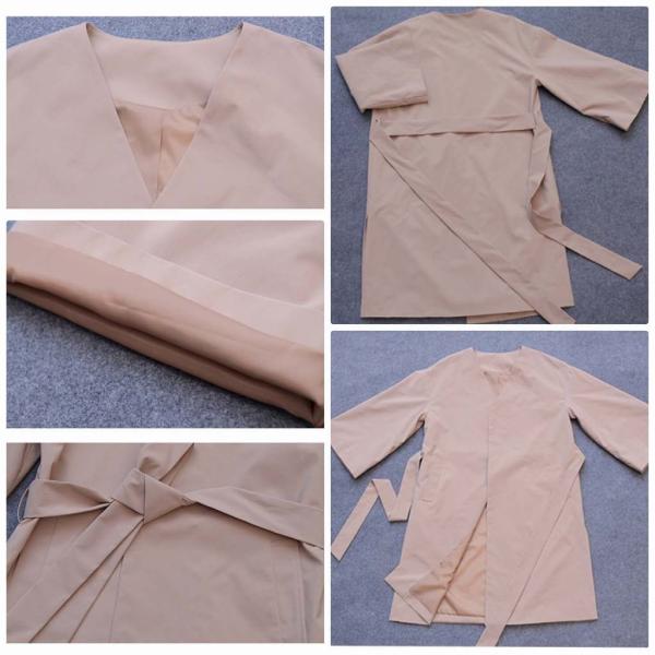 レディース　コート　ロング丈　ジャケット　羽織　ベルト付き　アウター　カジュアル　長袖　キュート　大人　可愛い　フェミニン　きれいめ　エレガント　おしゃれ　お出かけ　デイリー　オフィス　普段着　カーキ　ブラック　M　L　サイズ　送料無料