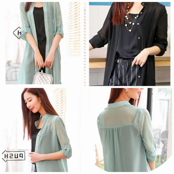 レディース　シャツジャケット　ロング丈　ブラウス　羽織　ジャケット　コート　トップス　アウター　カジュアル　長袖　大人　フェミニン　きれいめ　エレガント　おしゃれ　お出かけ　デイリー　オフィス　普段着　ブラック　グリーン　ピンク　送料無料