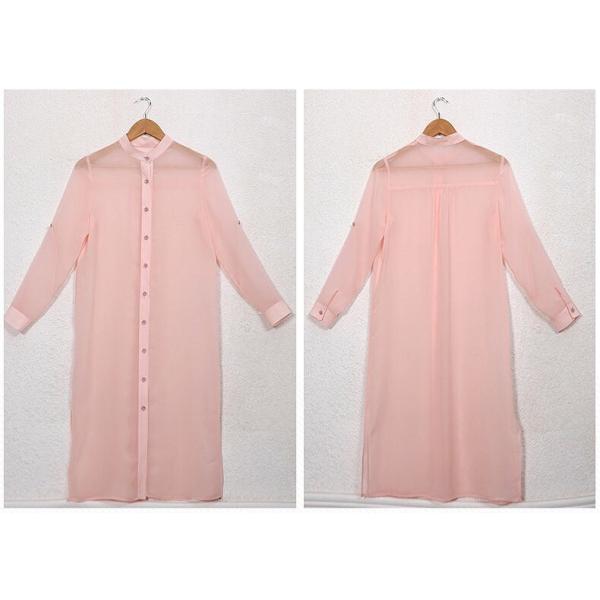 レディース　シャツジャケット　ロング丈　ブラウス　羽織　ジャケット　コート　トップス　アウター　カジュアル　長袖　大人　フェミニン　きれいめ　エレガント　おしゃれ　お出かけ　デイリー　オフィス　普段着　ブラック　グリーン　ピンク　送料無料