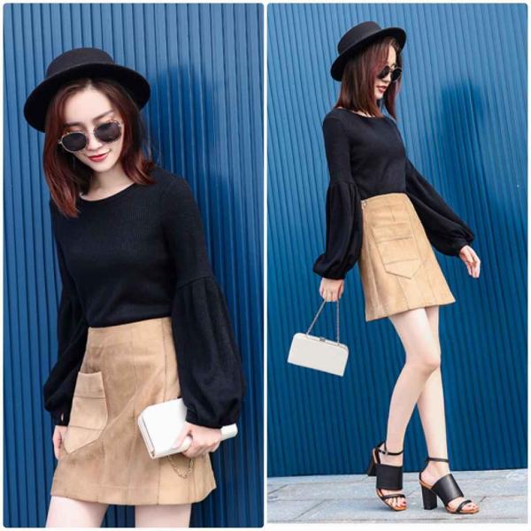 レディース　ボリュームスリーブ　パフスリーブ　カットソー　ニット　セーター　長袖　トップス　カジュアル　キュート　大人　可愛い　フェミニン　おしゃれ　お出かけ　オフィス　デイリー　普段着　ワインレッド　ブラック　M　L　XL　サイズ　送料無料