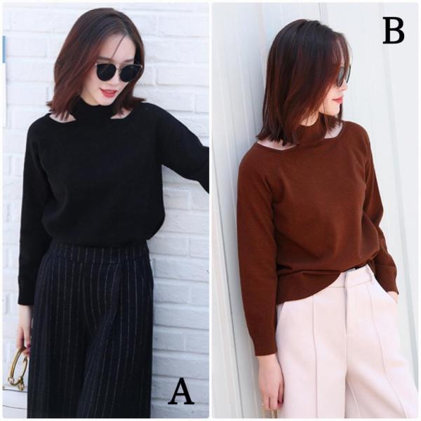 レディース　カットソー　ニット　セーター　ドルマンスリーブ　長袖　トップス　カジュアル　キュート　大人　可愛い　フェミニン　おしゃれ　お出かけ　オフィス　デイリー　普段着　ブラウン　ブラック　M　L　サイズ　送料無料