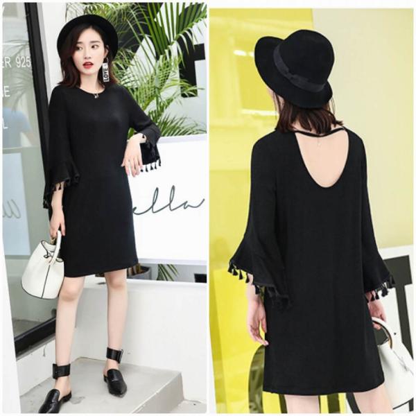 レディース　ボリュームスリーブ　フレアスリーブ　ワンピース　ひざ上丈　長袖　スカート　カジュアル　キュート　可愛い　フェミニン　きれいめ　上品　エレガント　おしゃれ　お出かけ　デイリー　普段着　レッド　ブラック　M　L　XL　サイズ　送料無料