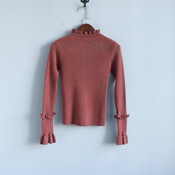 レディース　リブニット　カットソー　セーター　長袖　トップス　カジュアル　キュート　大人　可愛い　フェミニン　おしゃれ　お出かけ　オフィス　デイリー　普段着　レッド　グレー　ピンク　ホワイト　ブラック　フリーサイズ　ワンサイズ　送料無料